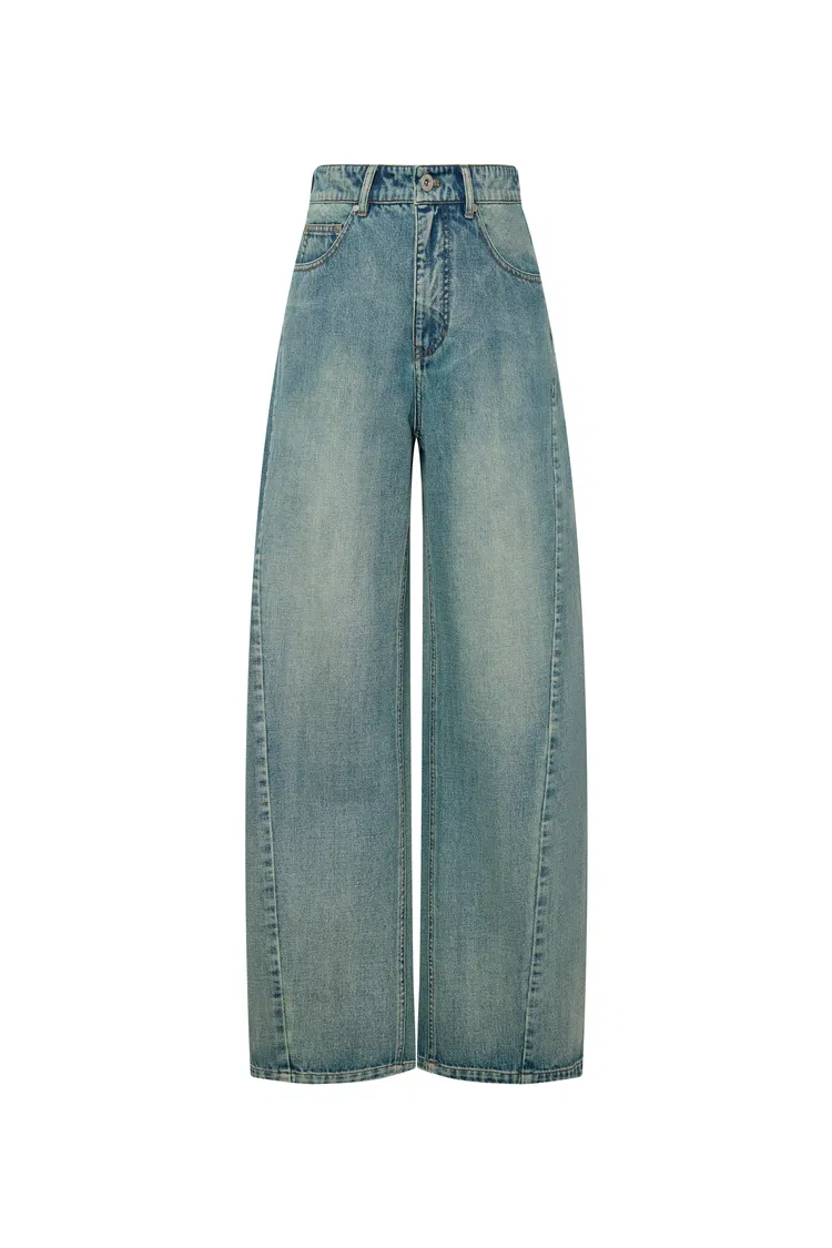 Thais Wide Leg Jeans in Lightweight Cotton Denim