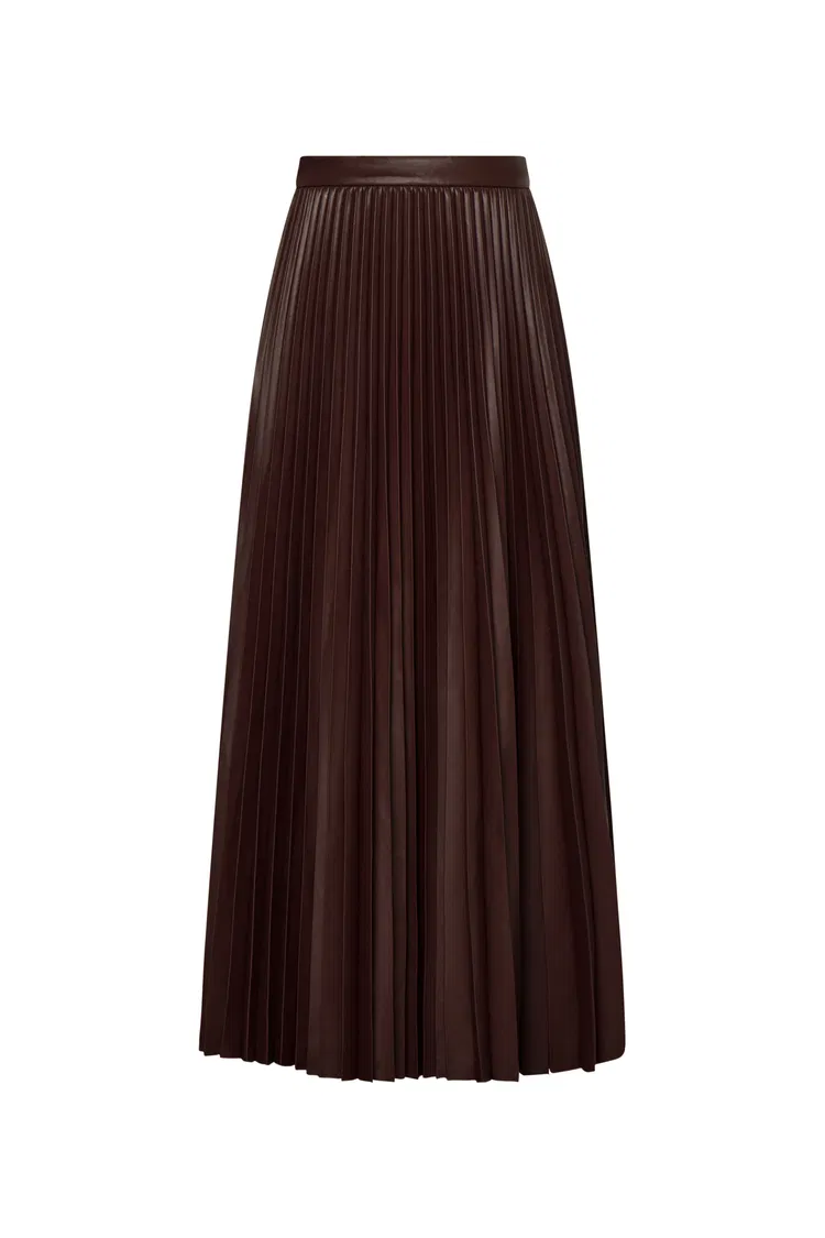 Mari Pleated Skirt in Vegan Leather
