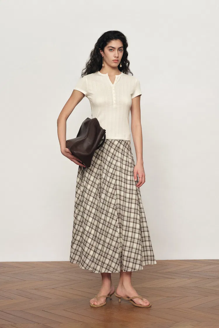 Devi Henley Collar Short Sleeve Top in Pointelle Knit