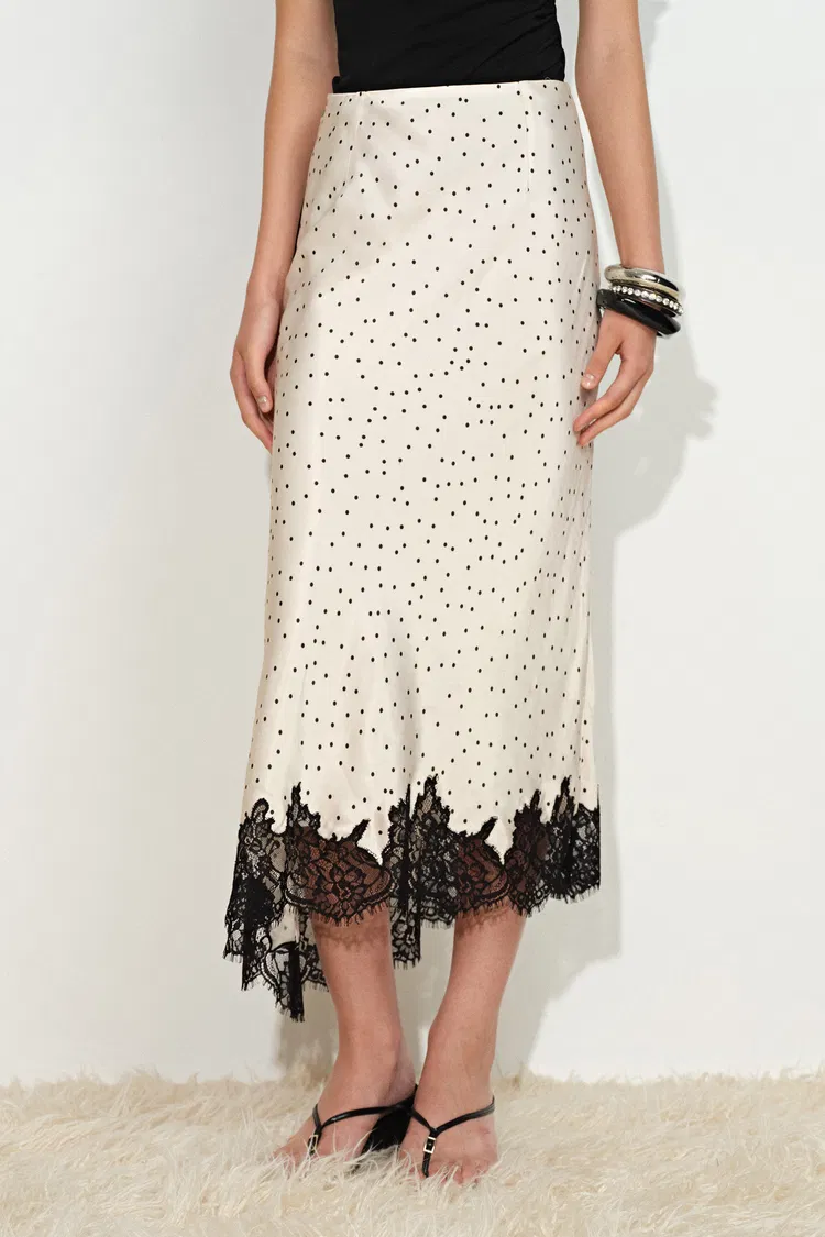 Sonnet Polka Dot Lace Trim Skirt