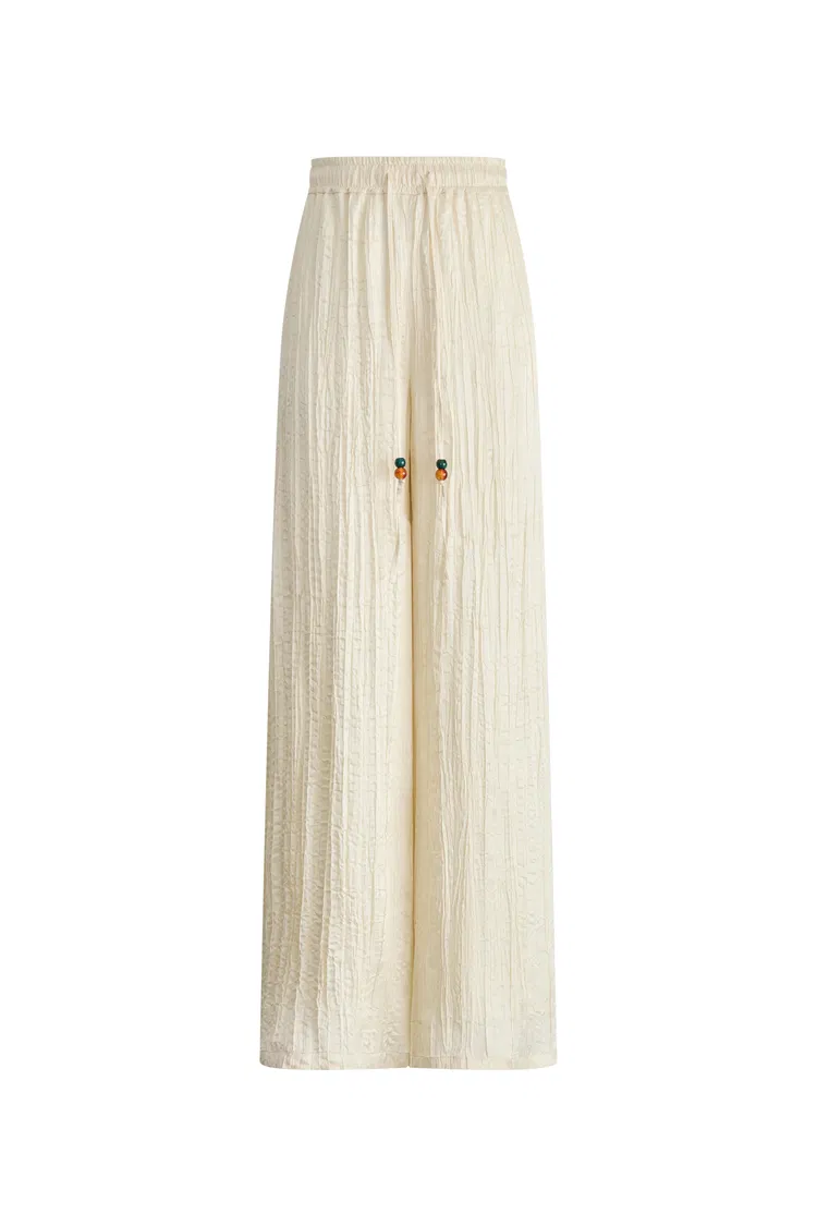 Aurora Textured Pants in Pleated Satin