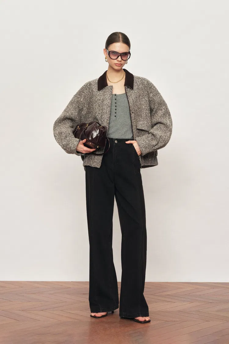 Dakota Tweed Baseball Jacket in Wool