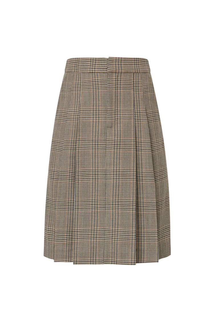 Javia Plaid Pleated Skirt in Prince of Wales Merino Wool