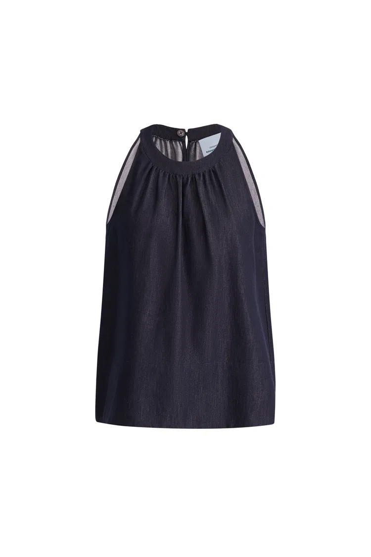 Kyra Sleeveless Vest Top in Lyocell Denim