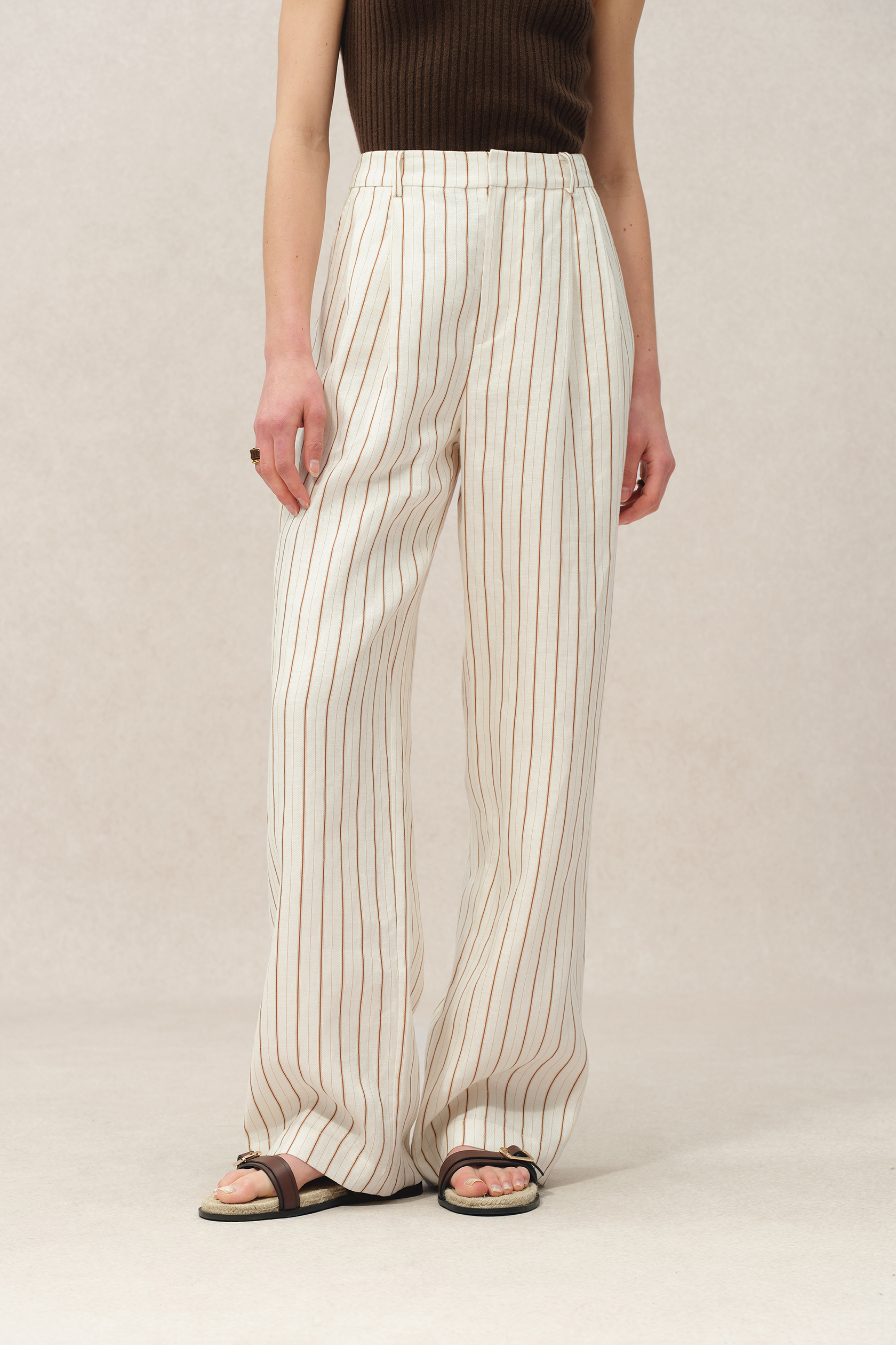 Eden Striped Suit Pants in Linen – fbrq.com