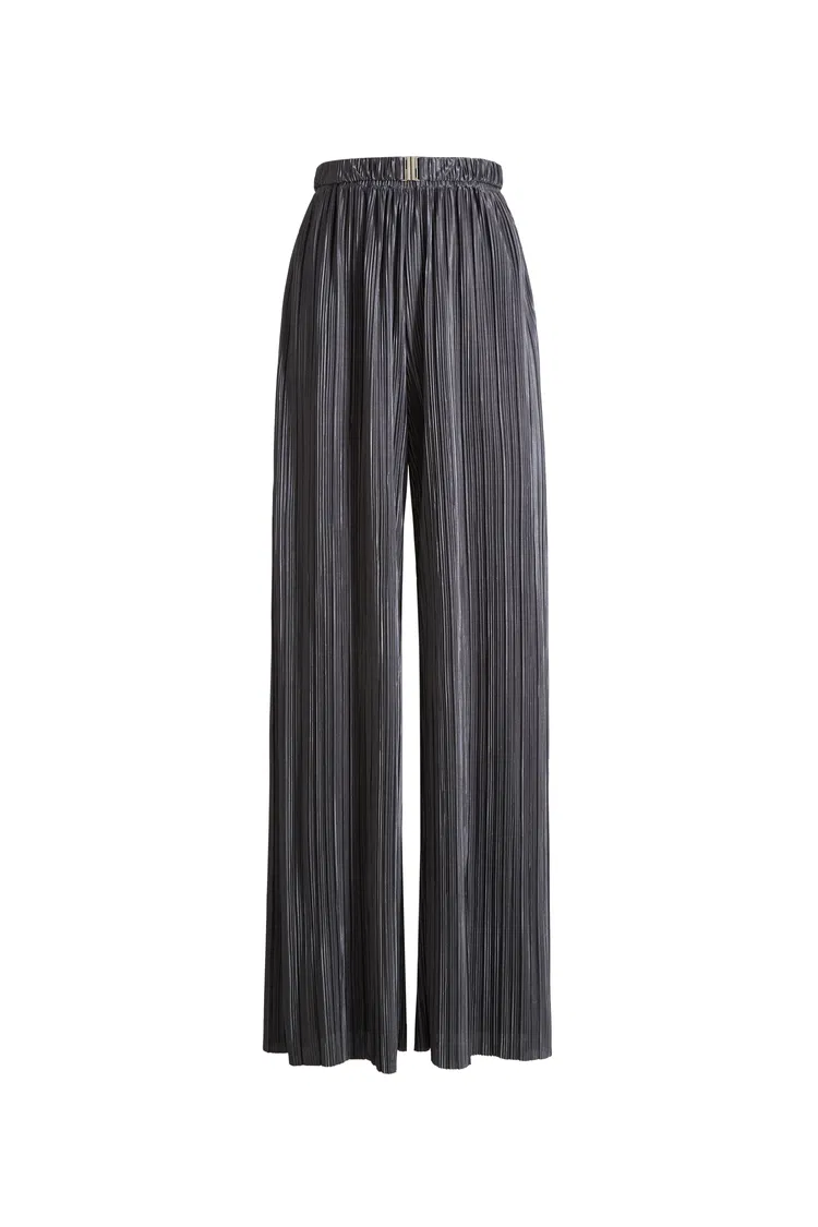 Vesper Belted Reflective Pants in Pleated Microfiber
