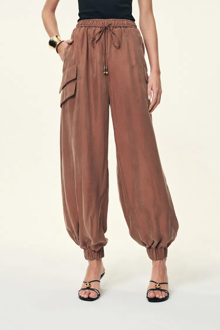 Alice Airy Elasticated Waist Balloon Pants in Cupro Tencel Blend
