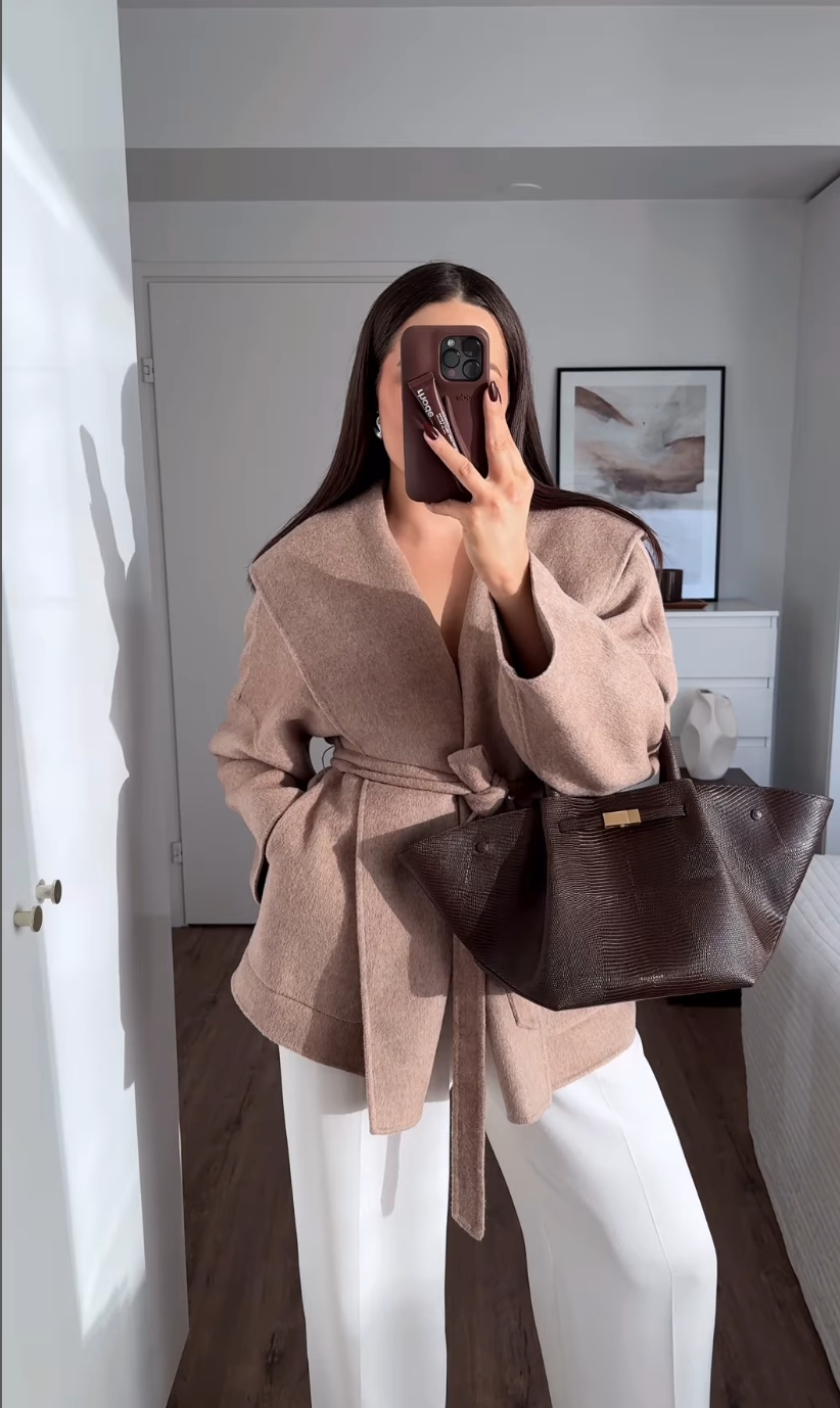 Rond Maxi Lapel Long Coat in Merino Cashmere Blend – fbrq.com