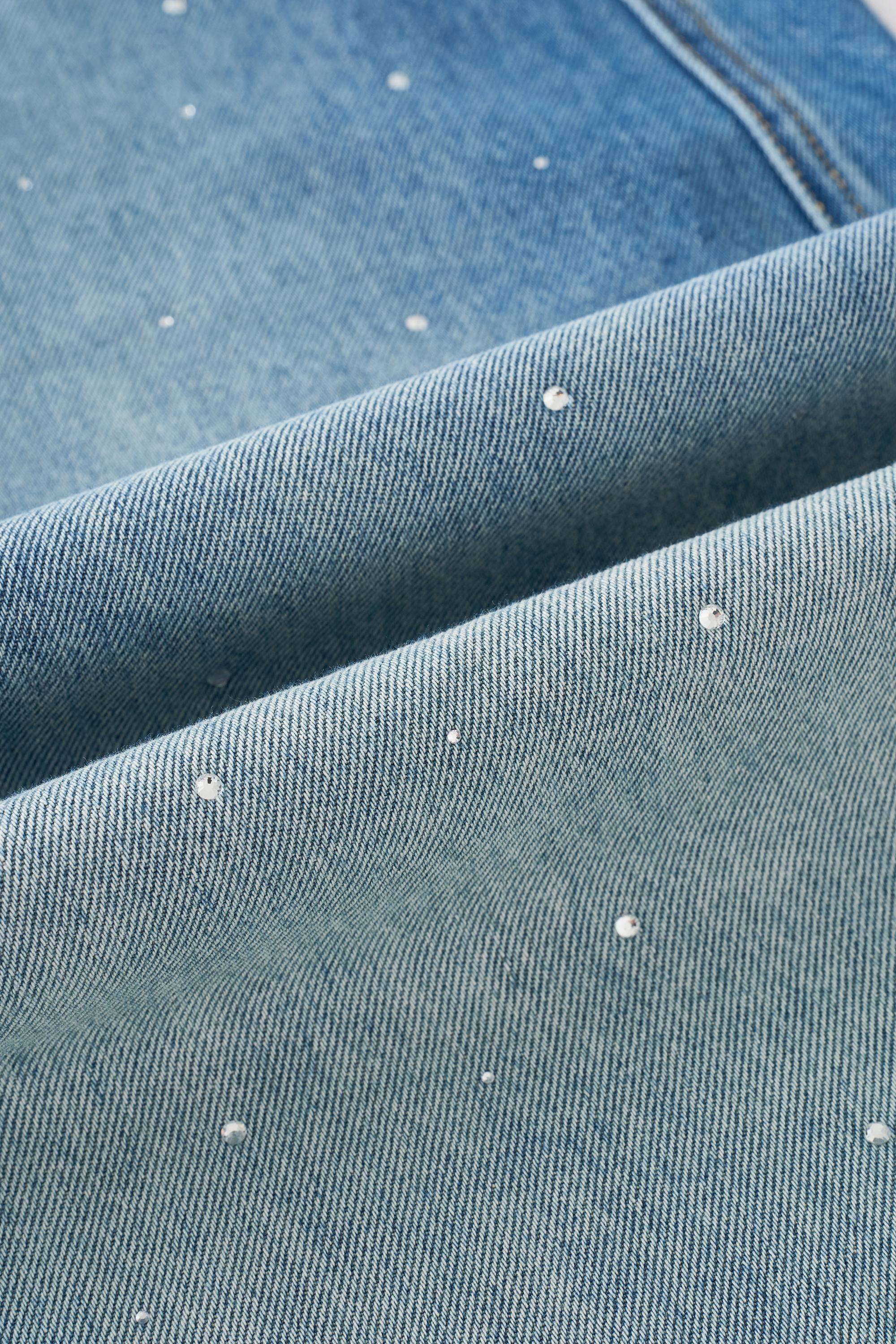 Kylie Rhinestone Gradient Washed Jeans in Cotton Denim – fbrq.com