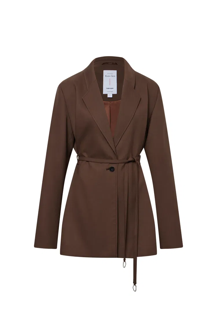 Carol Belted Blazer in Fine Wool