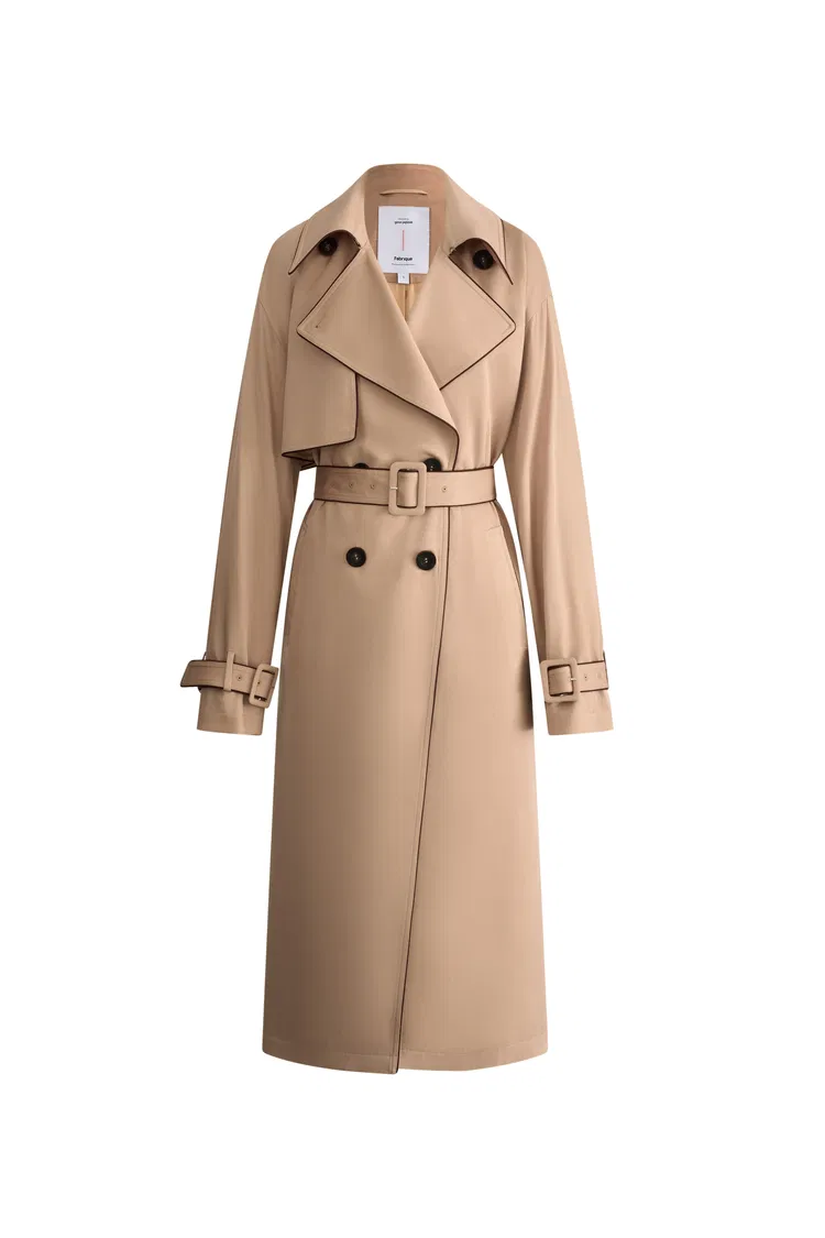 Anjea Convertible Double Breasted Trench Coat in Acetate-Wool Blend
