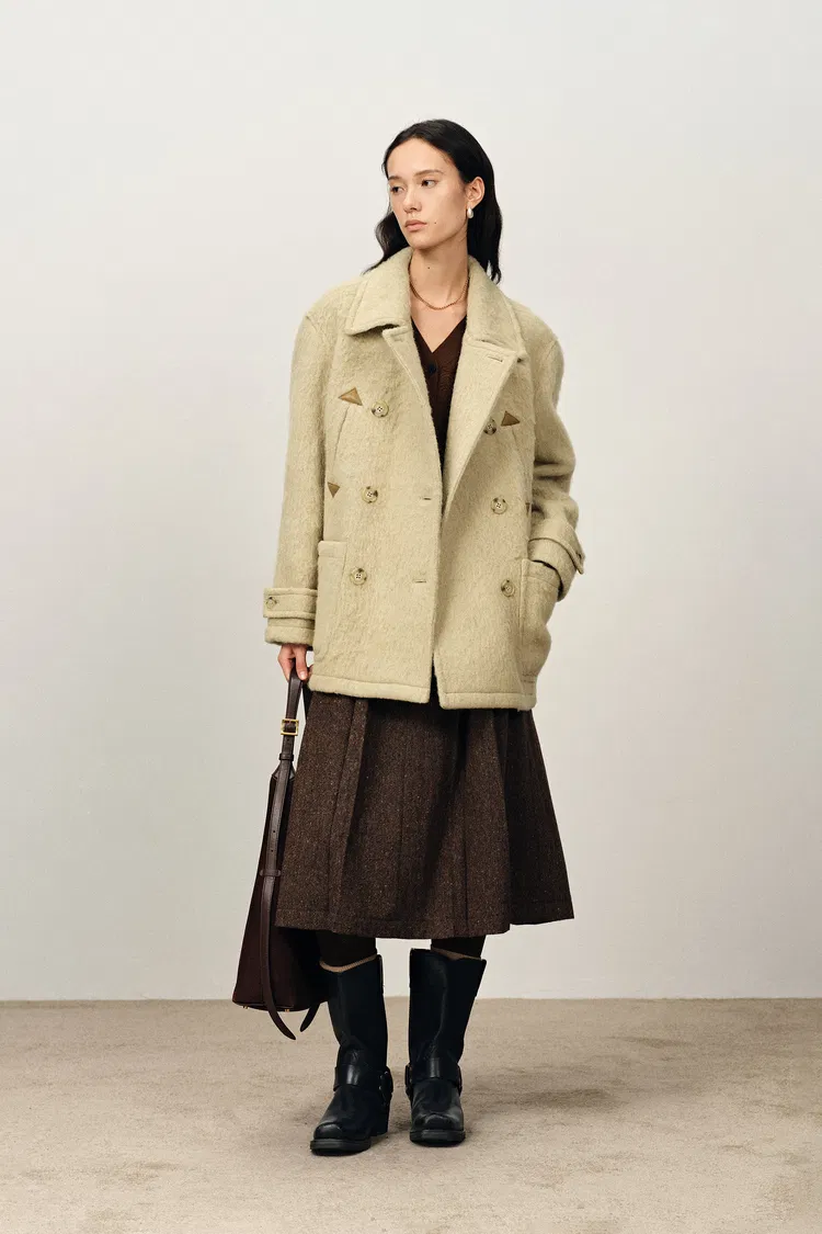 Penny Wind Guard Wool Caban Coat in Heavy Merino Alpaca Blend