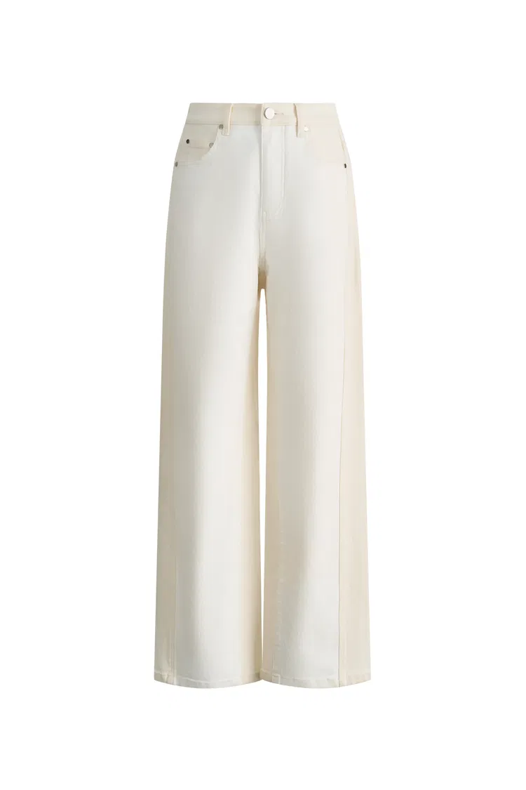 Ginevra White Colorblock Jeans in Cotton Denim