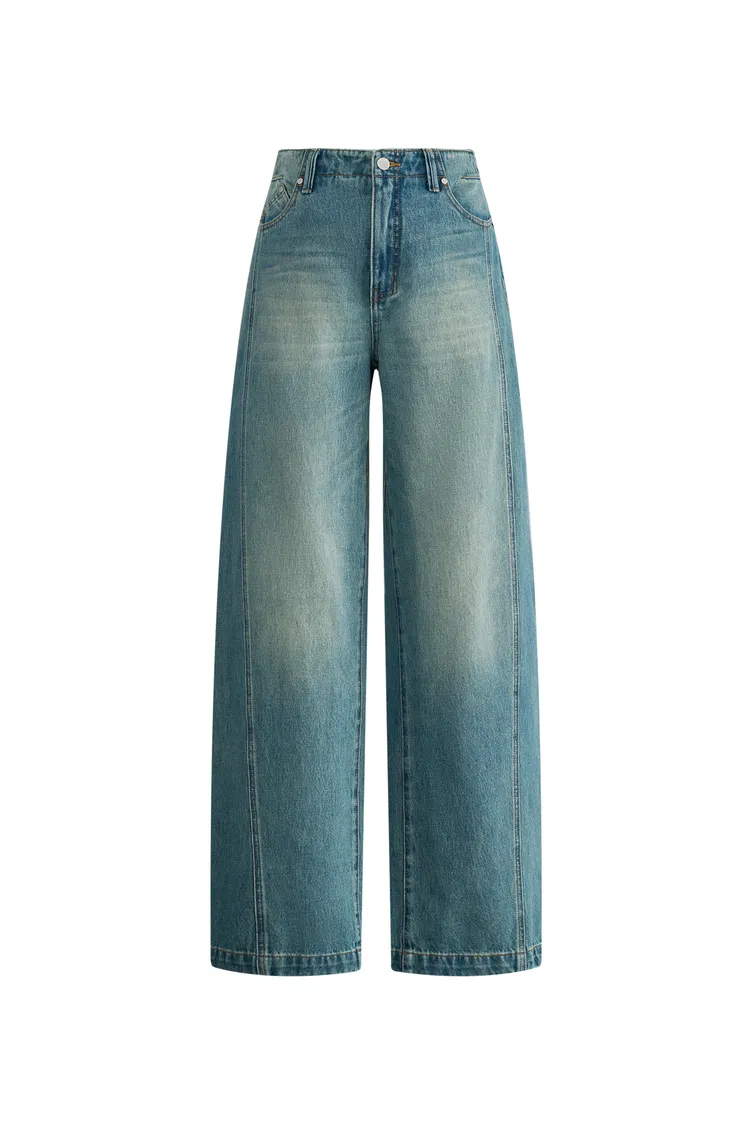 Francesca Yellow Washed Jeans in Cotton Denim