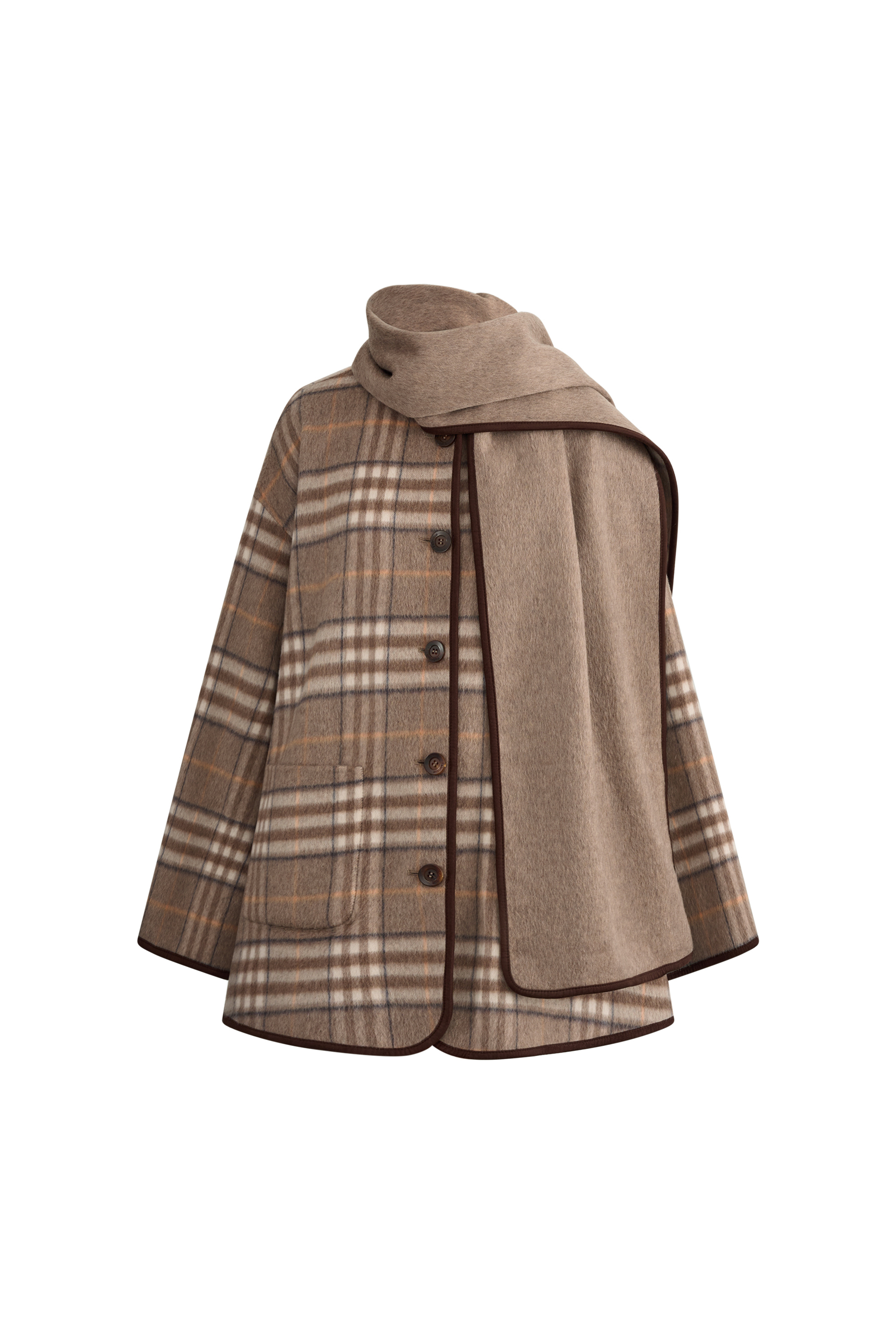 Cecilia Reversible Double Face Short Coat in Wool Cashmere Blend