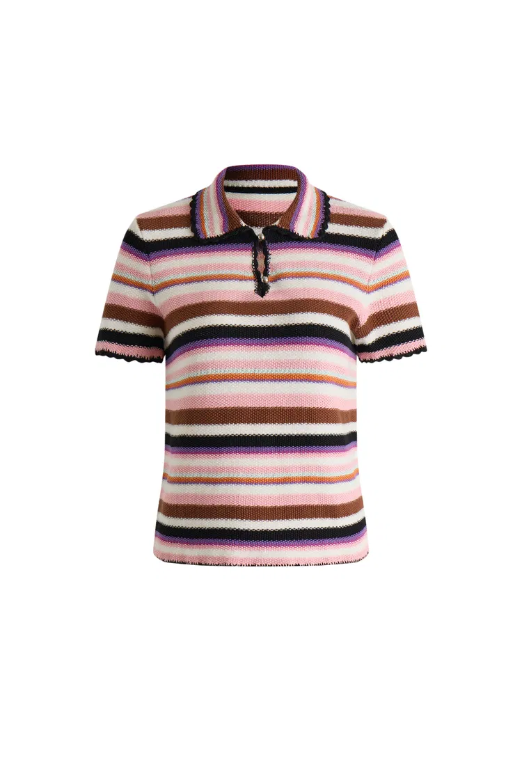Lotty Colorful Stripe Top in Cotton Linen Blend Knit