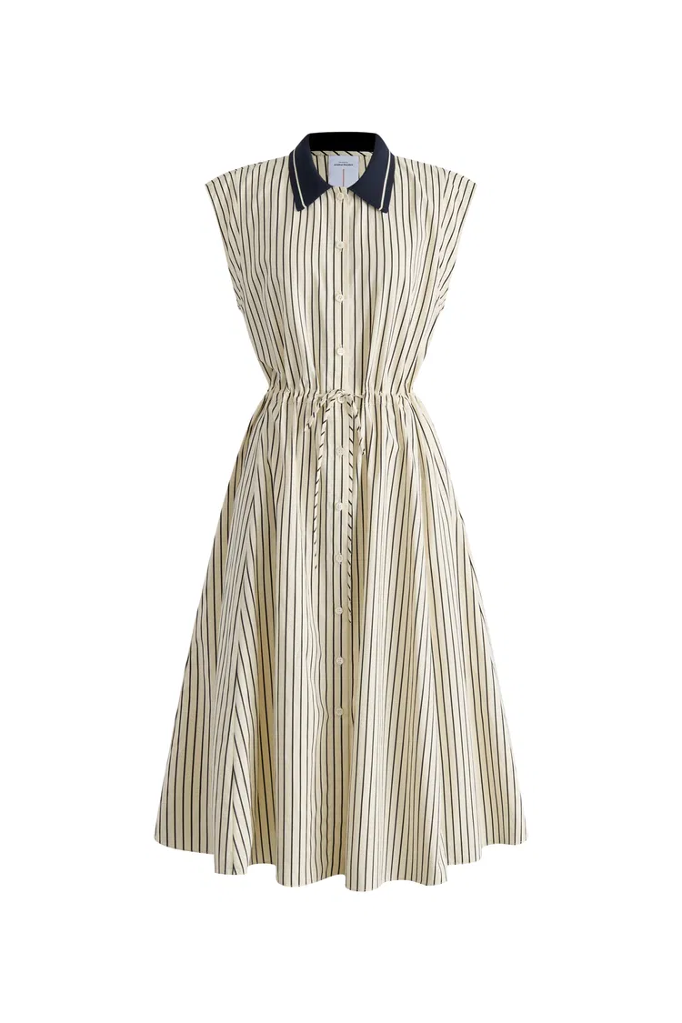 Rosent Stripe Dress in Cotton Poplin