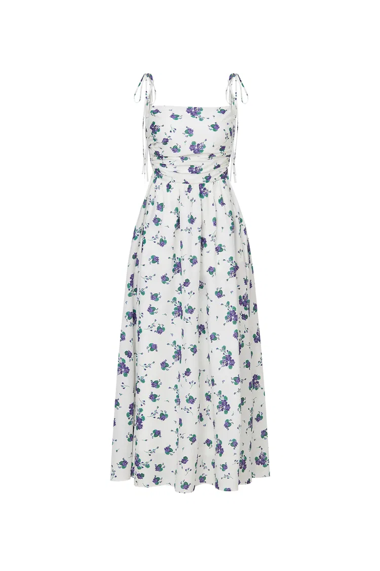 Lottie Floral Print Dress in Silk Cotton Blend
