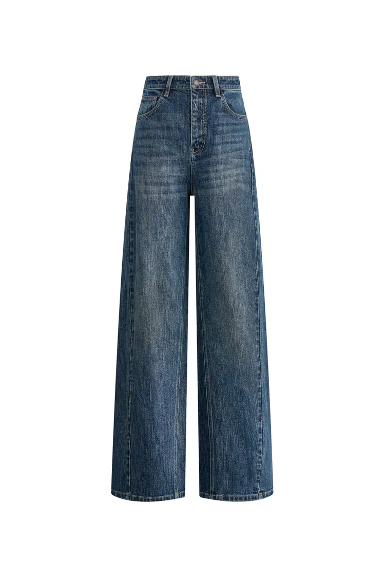 Jennifer Forward Seams Barrel Leg Jeans in Cotton Denim