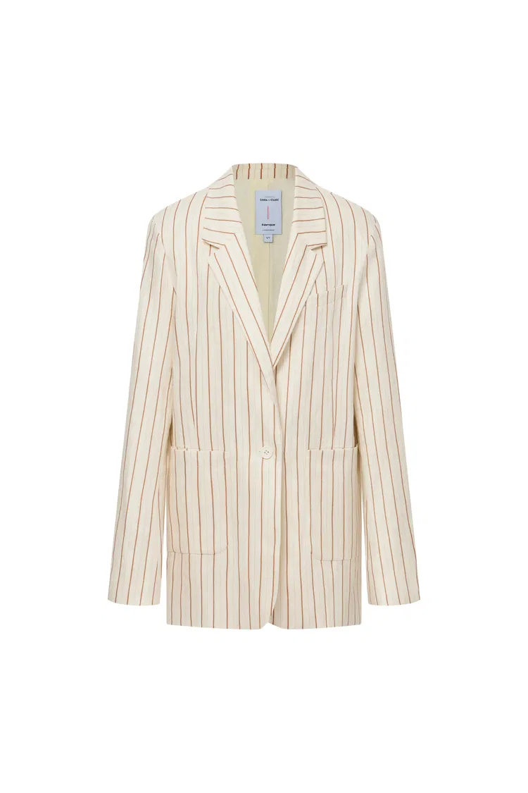Godwick Striped Suit Blazer Jacket in Linen