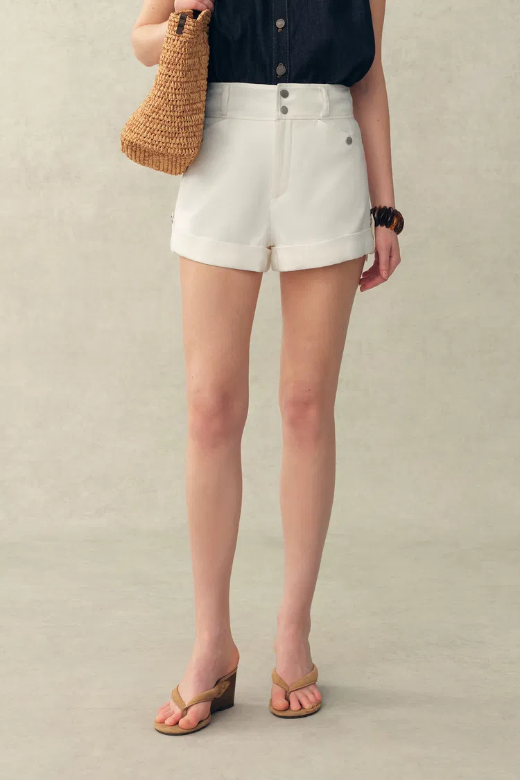 Barney A Line Cuffed  Cargo Short in Linen Blend