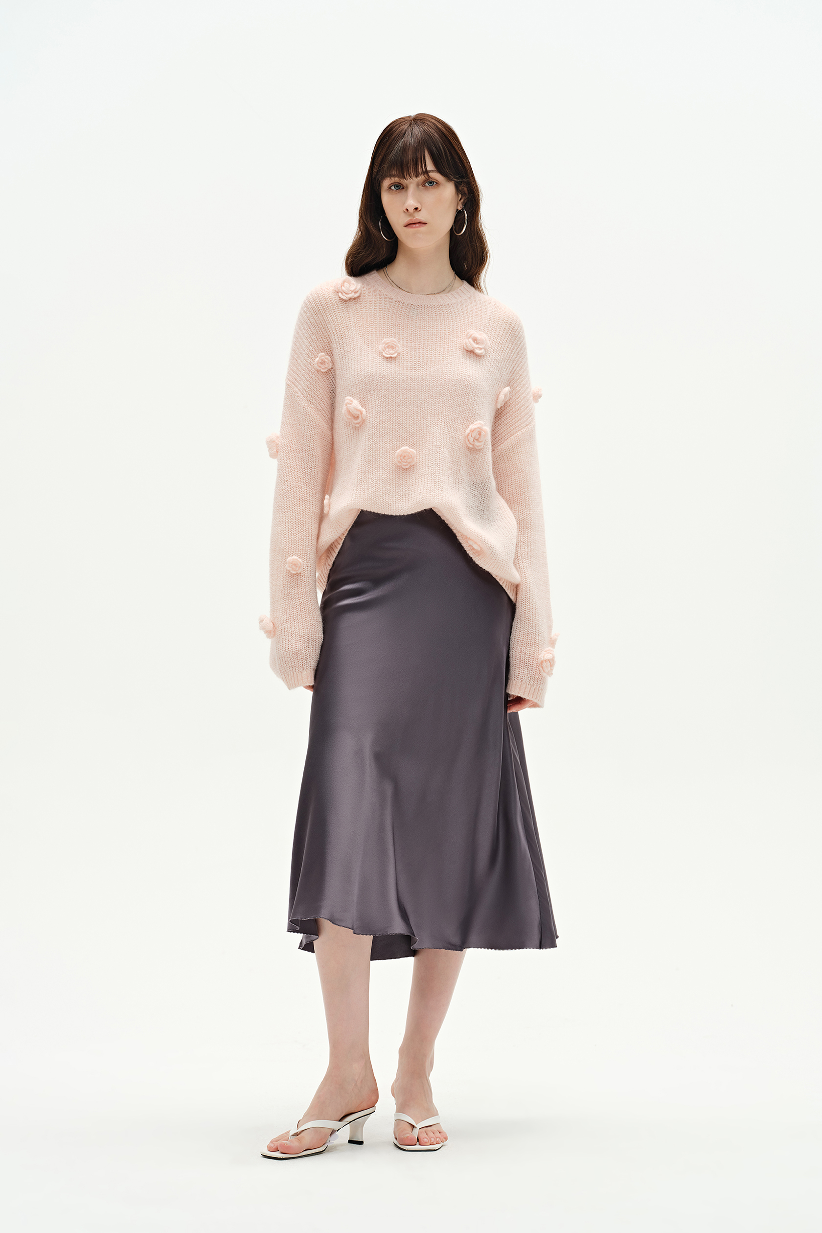 Sally Pink Handcrafted Sweater in Angora Mohair Knit – fbrq.com