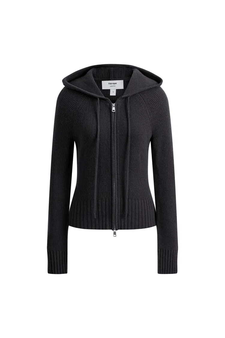 Vivi Hooded Fitted Cardigan in Merino Wool Knit