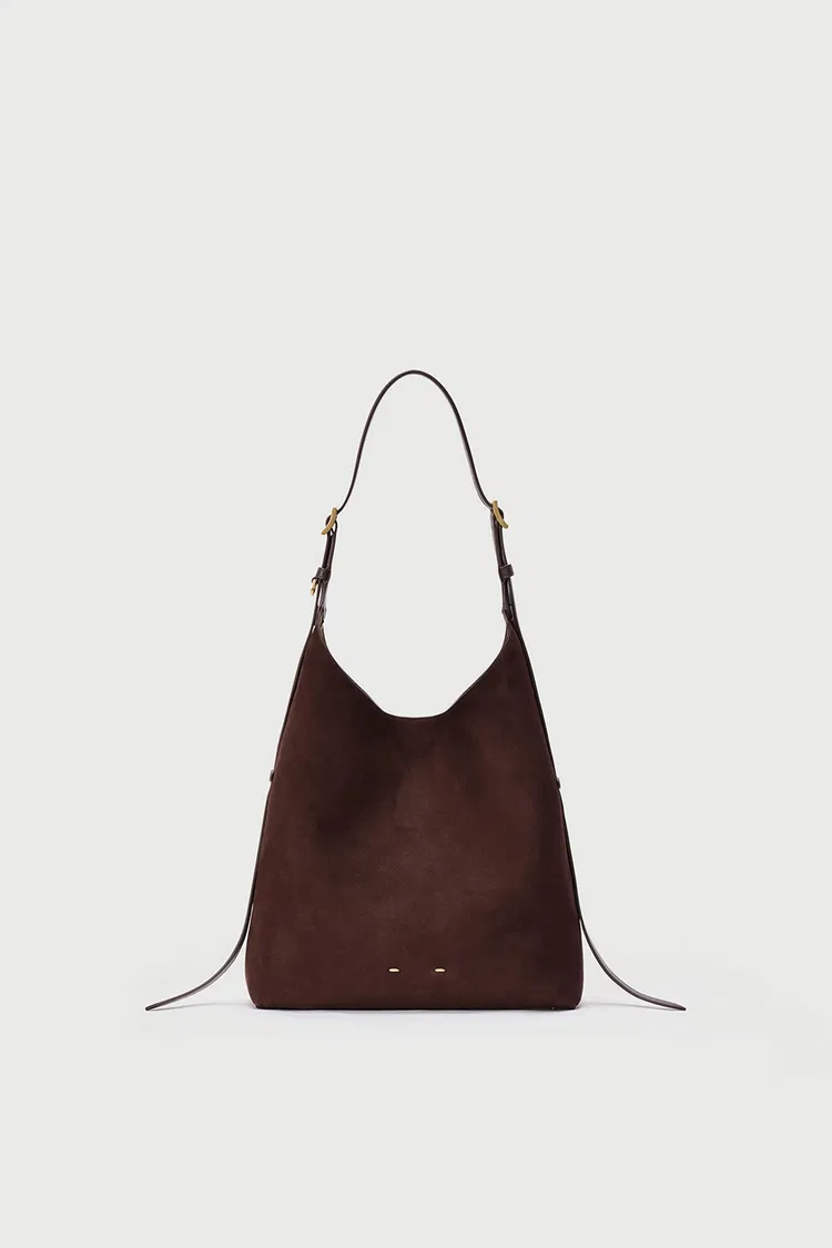 Duomo Medium Hobo Bag in Top-Grain Nubuck Leather