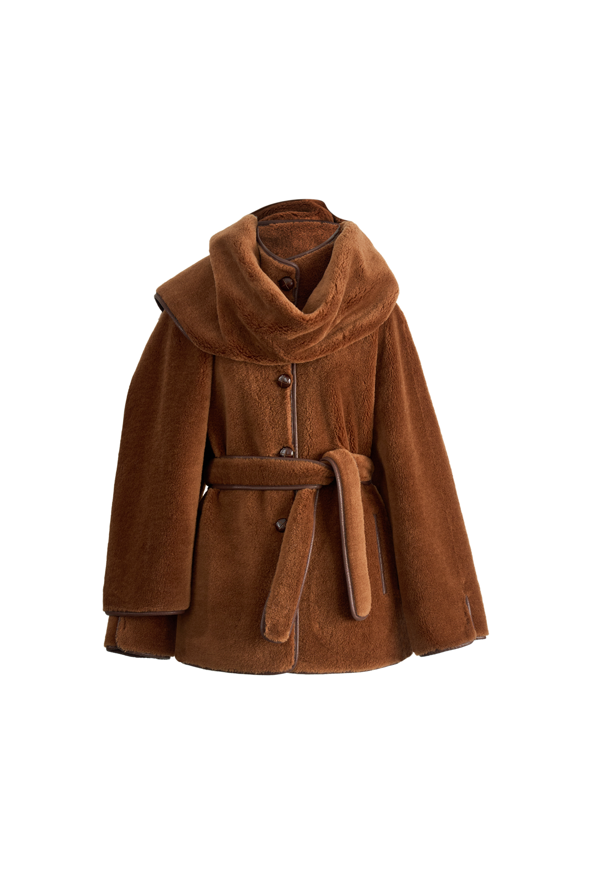 Carla Reversible Scarf Short Fur Coat in Merino Wool with Faux