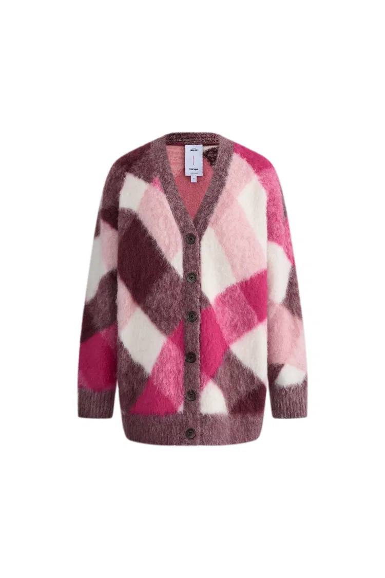 Solstice Twisted Plaid Cardigan in Wool-Alpaca Blend