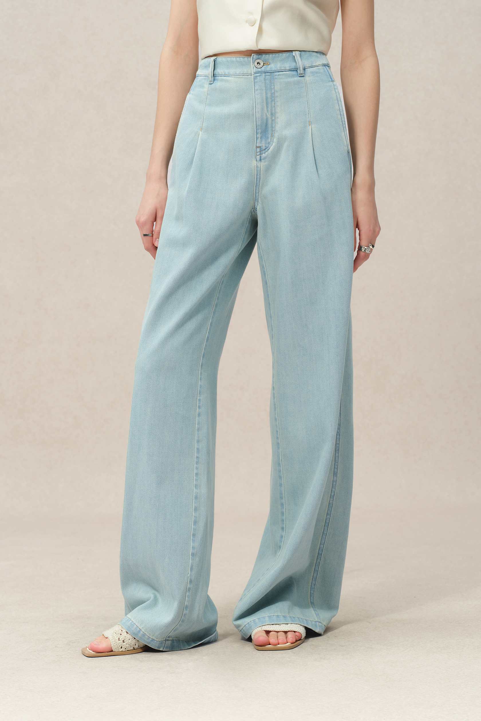 【DISCERNMENT】S/S wide fit indigo linen denim jeans Denim Trouser I Indigo Linen – Well Heeled