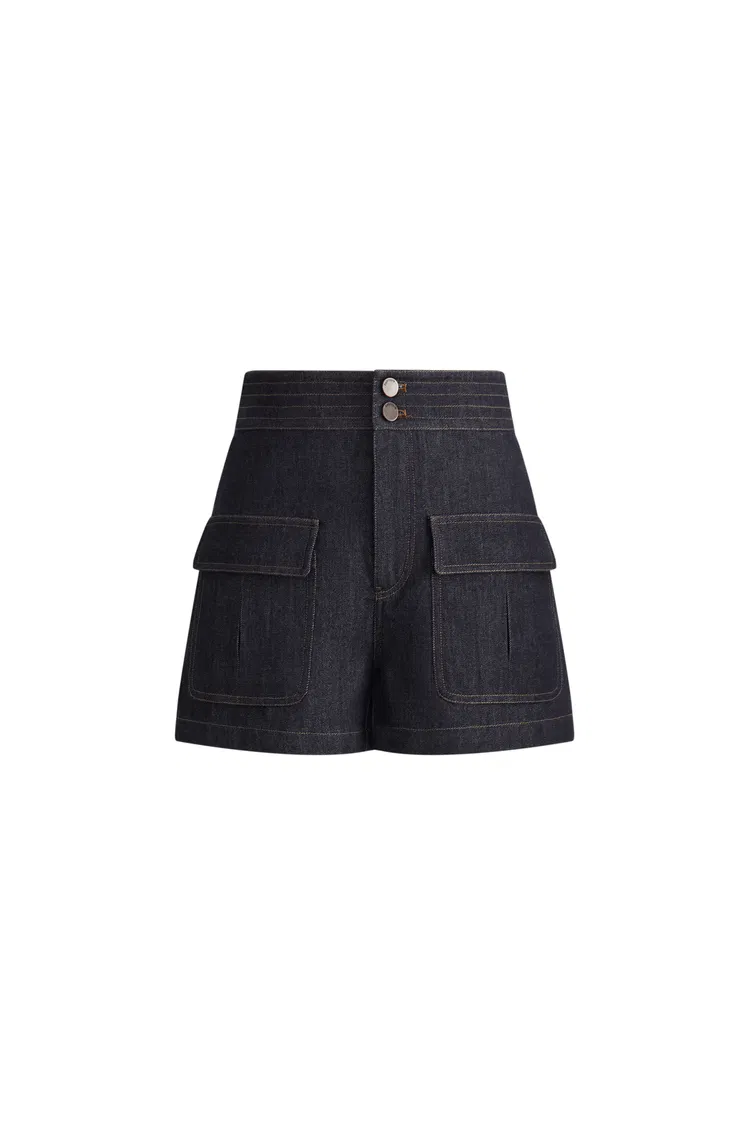 Zach Denim Shorts in Silk-Cotton Denim