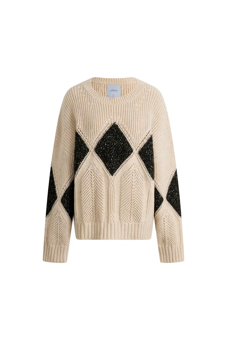 Cassy Argyle Sweatshirt in  Coarse Spun Merino Wool