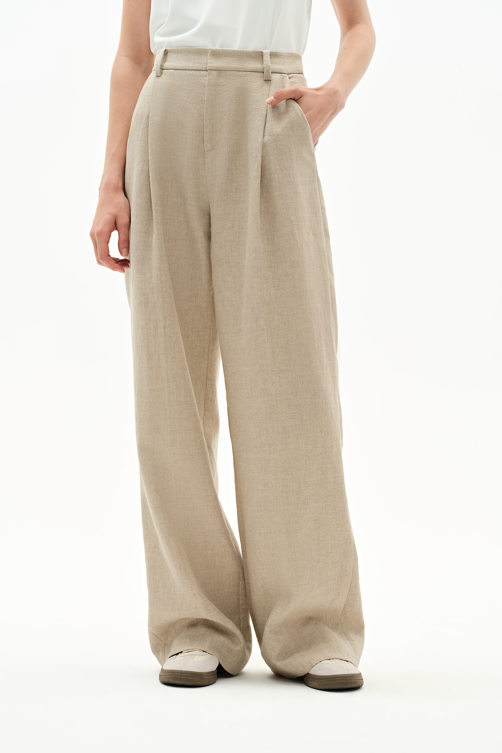 パンツ IIROT Bright linen front tuck trousers IIROT Bright linen front tuck trousers