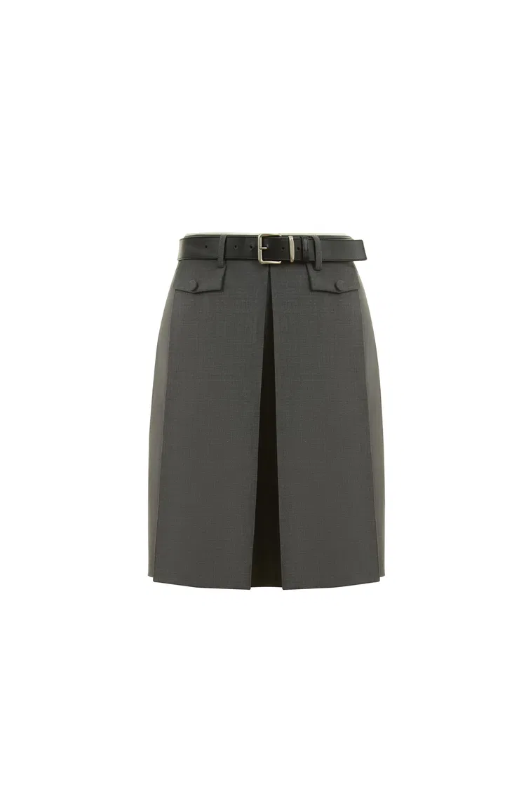 Aurora Pleated Skort in Fine Wool Blend