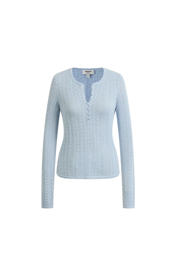 Barbara Scalloped Long Sleeve Top in Premium Cotton Knit