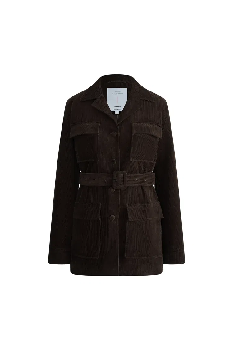 Geraldine Vintage Look Belted Jacket in Cotton Corduroy