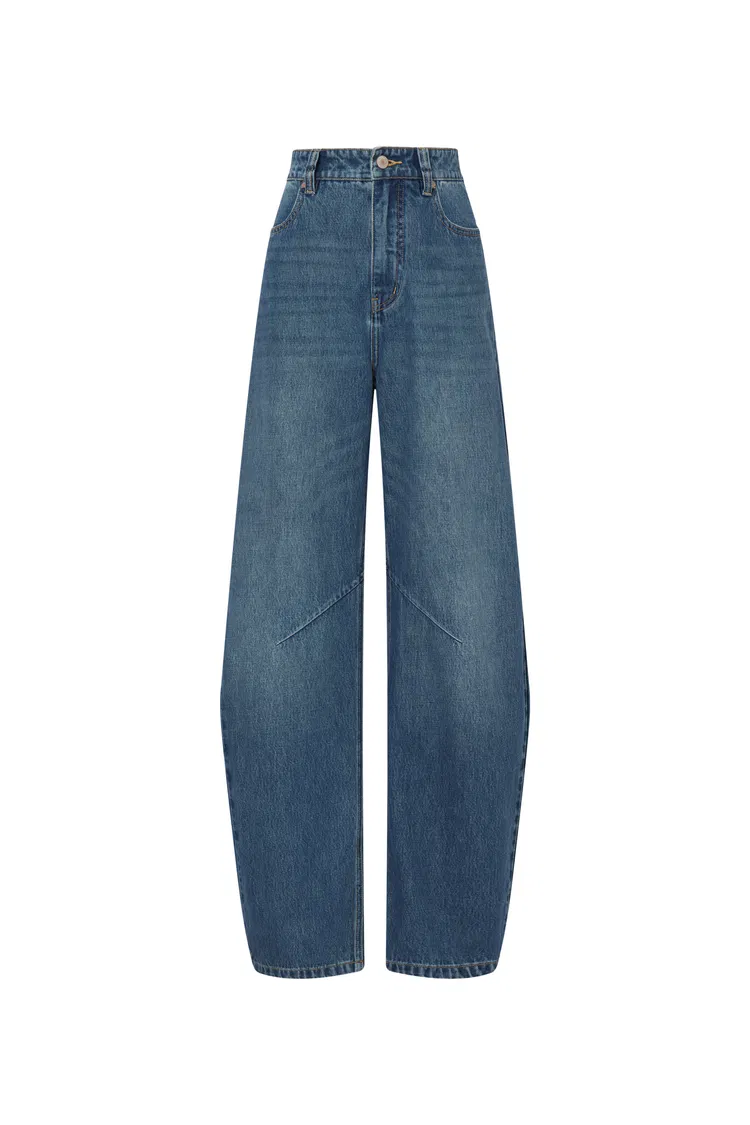 Luna Barrel Leg Jeans in Cotton Denim