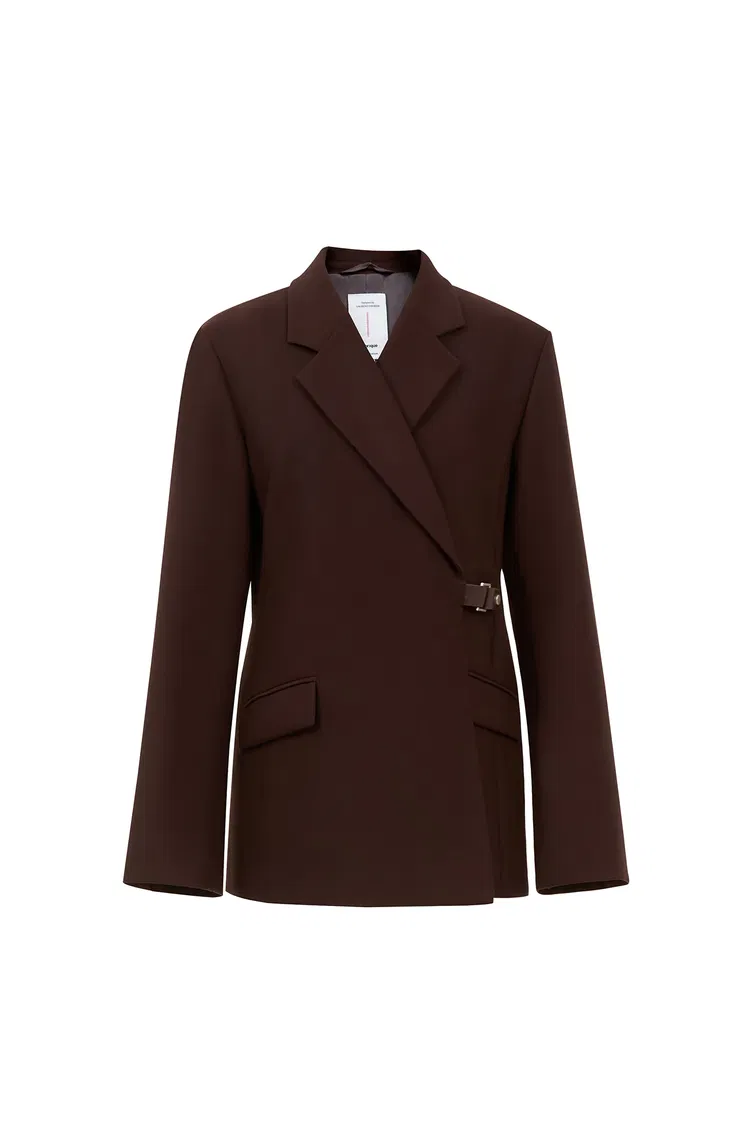 Babila Side Notched Lapel Blazer in Fine Wool Twill