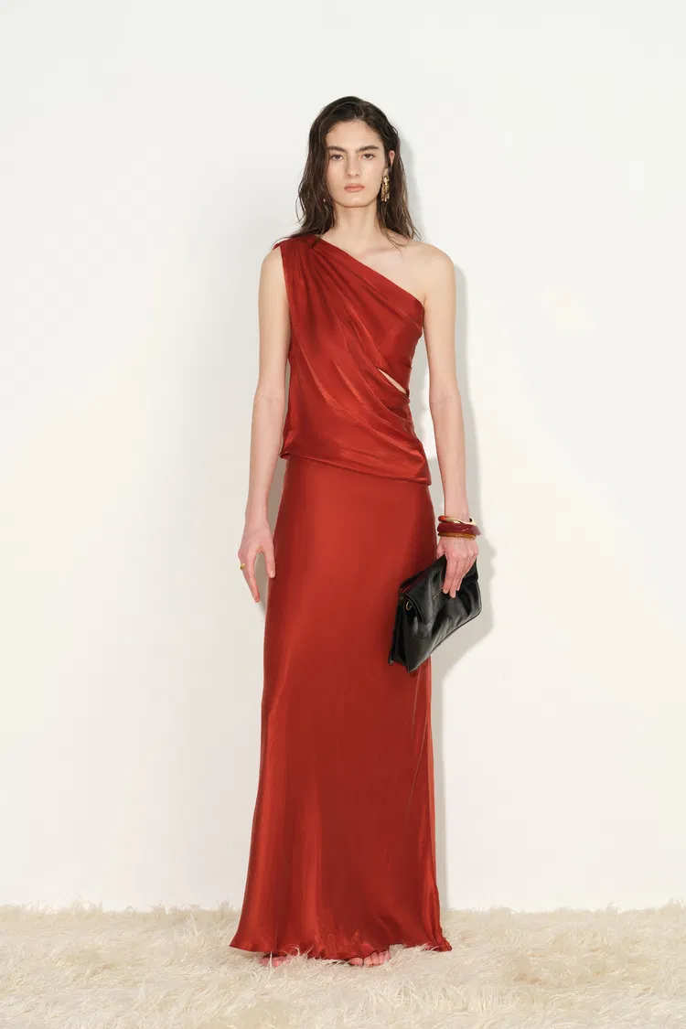 Aurora Draped One Shoulder Top and Skirt Set