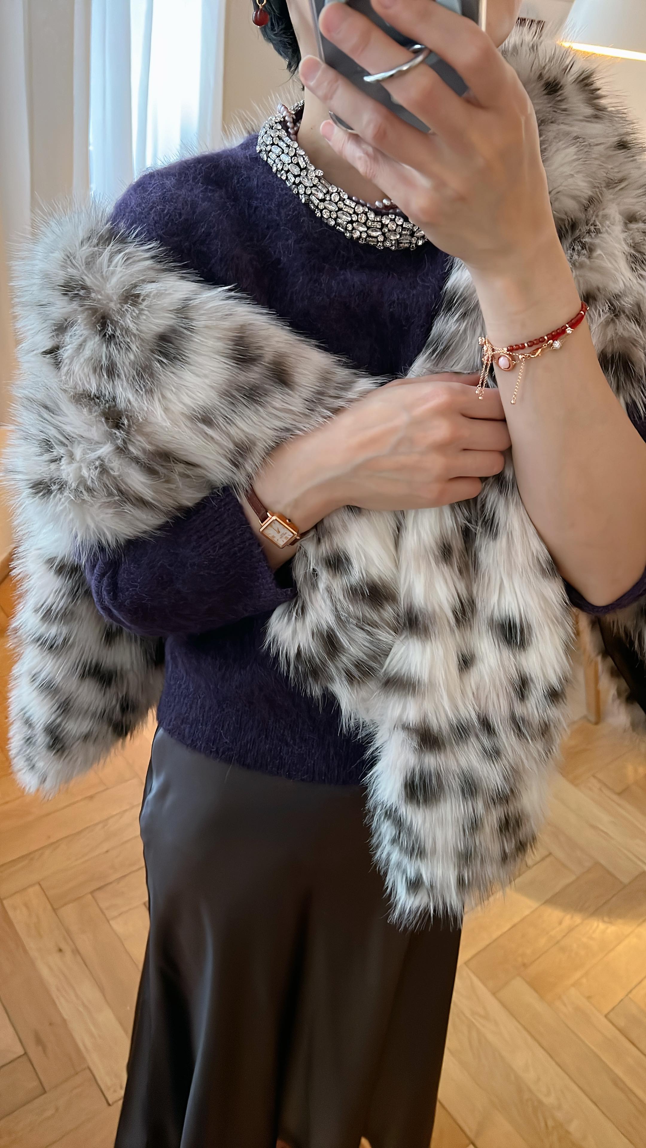 【新品未開封】Lumignon tweed fur snow jacket Lumignon Tweed Fur Set-up