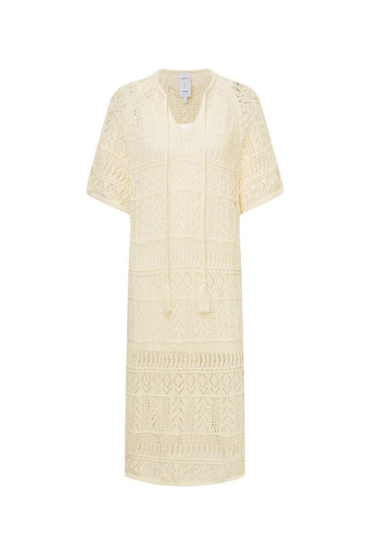 Gabriela Handcrafted Crochet Dress in Light Yarn Knit