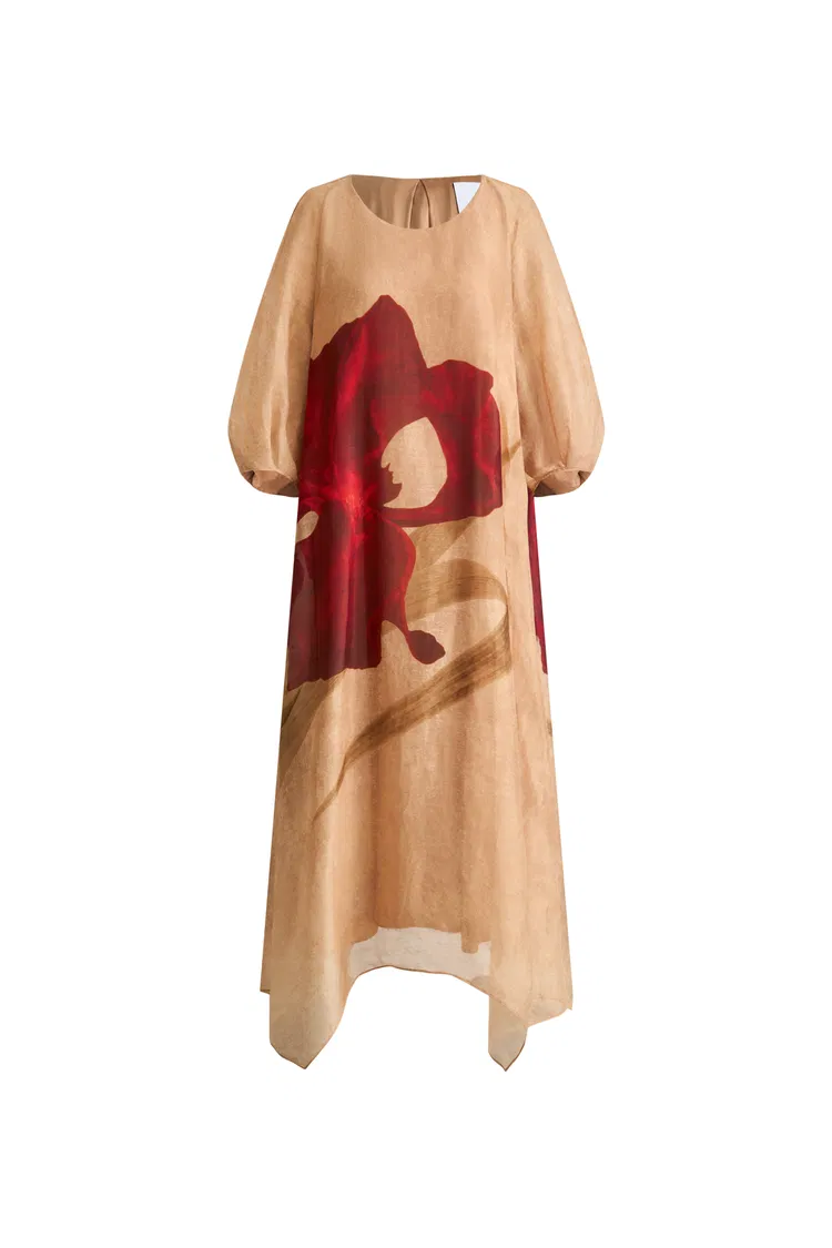 Mia Flora Print Dress in Silk-Linen