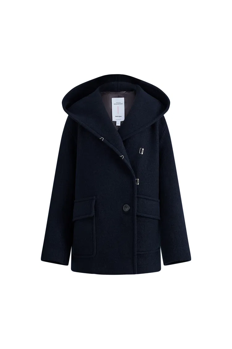 Harper Sailor Style Oversized Hood Parka in Merino Wool Knit