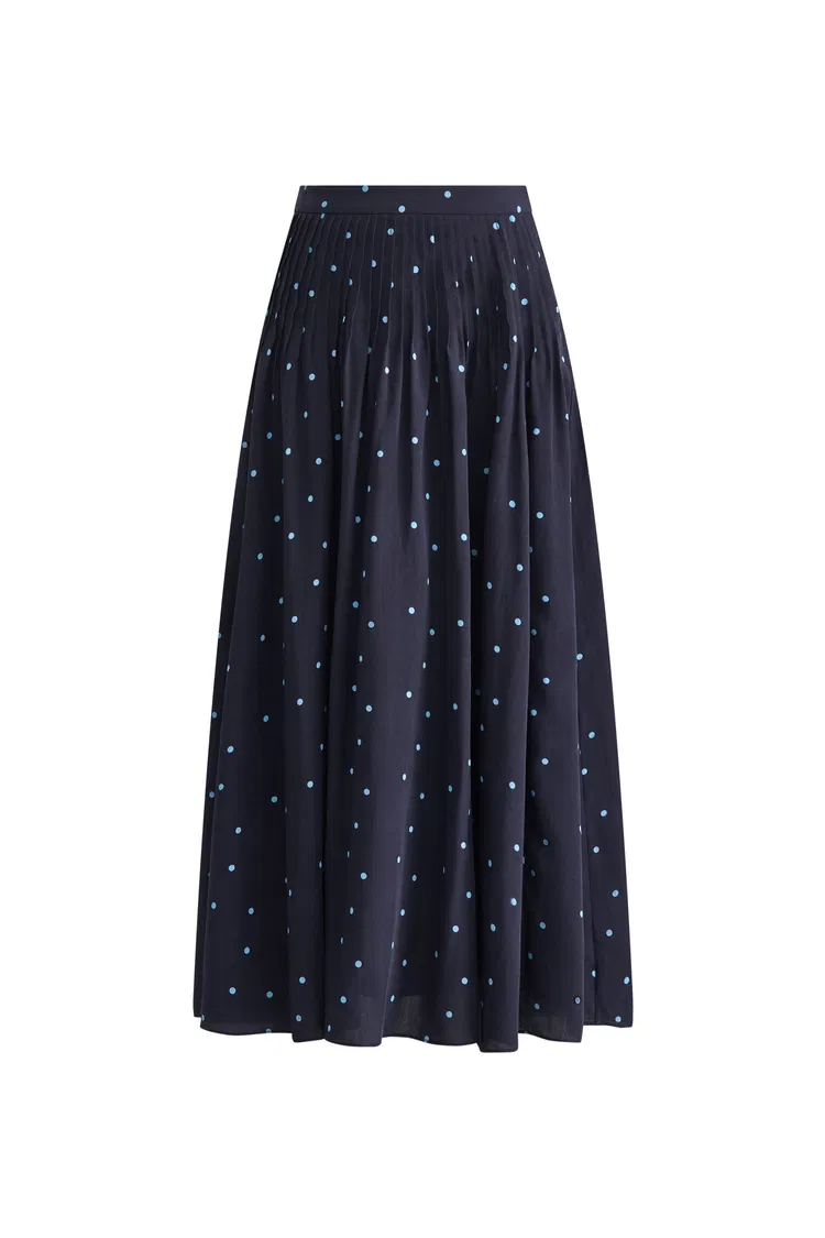 Nora Polka Dot Skirt in Linen Blend