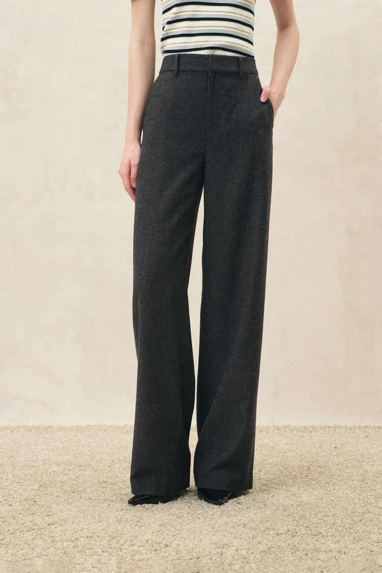Alix Hand Braided Straight Leg Pants in Wool Blend