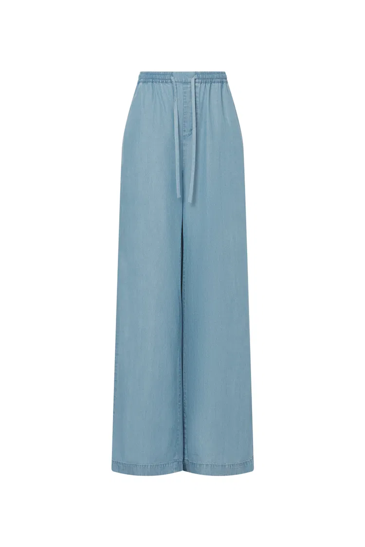 Seren Elastic Waist Wide-Leg Jeans in Lyocell Denim