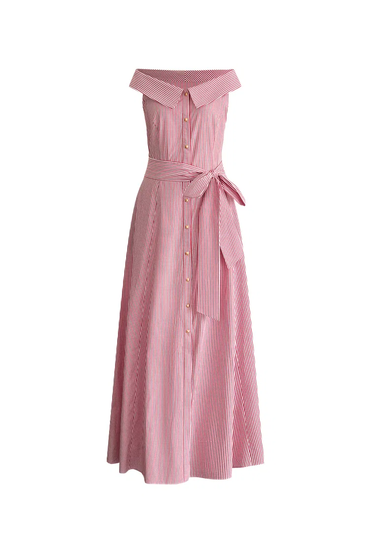 Claudia Striped Shirt Dress in Cotton Poplin