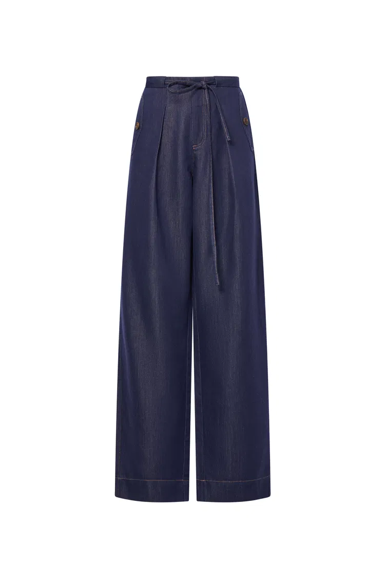 Claire Tie Waist Jeans in Raw Denim