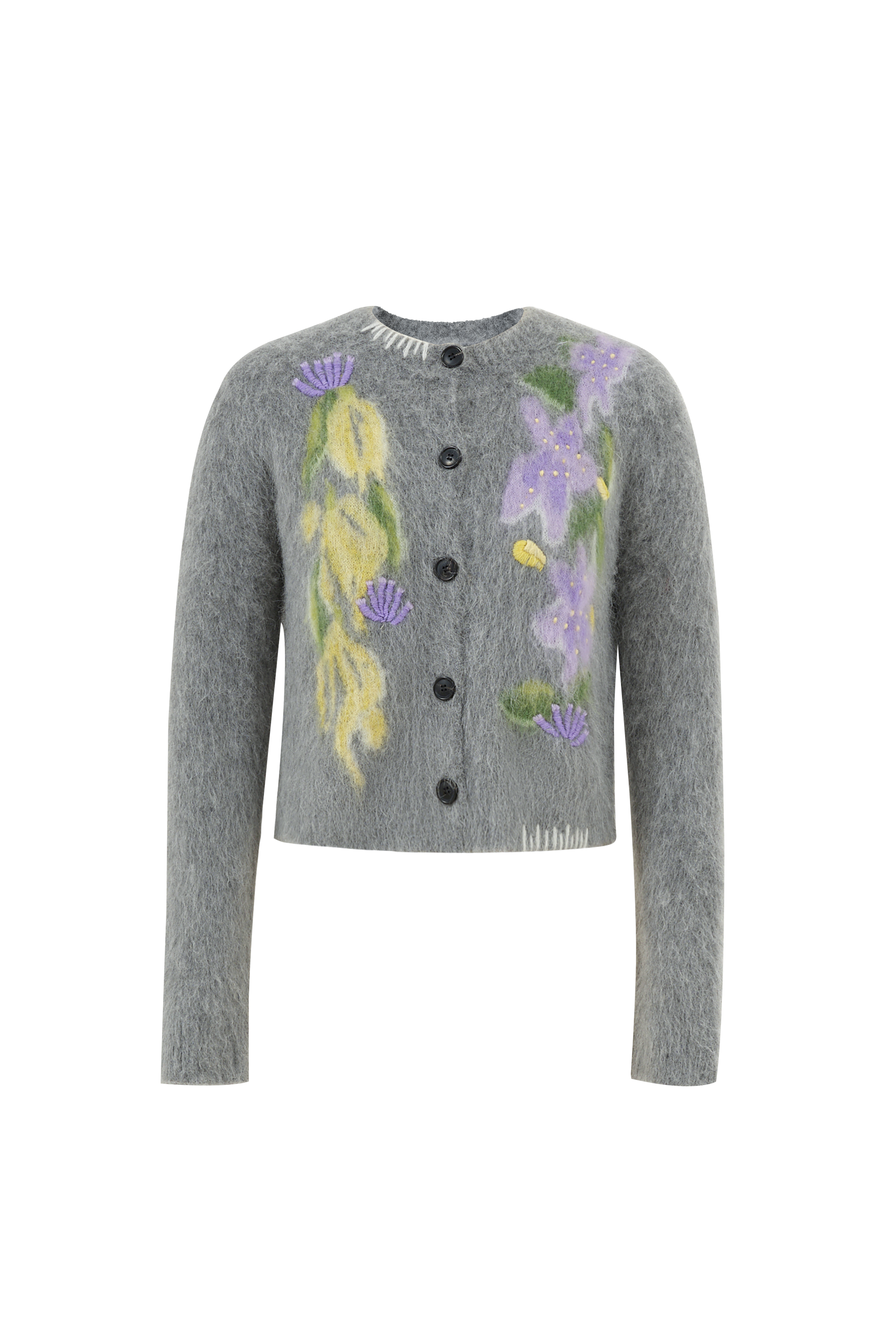 Cymbidium Hand Embroidered Cardigan in Alpaca Blend Knit – fbrq.com